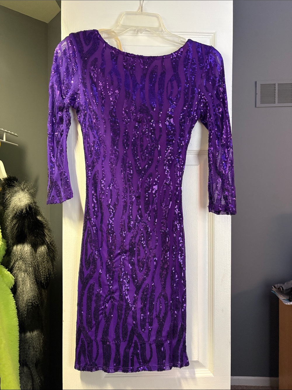 Purple Sequin Bodycon Dress - Women